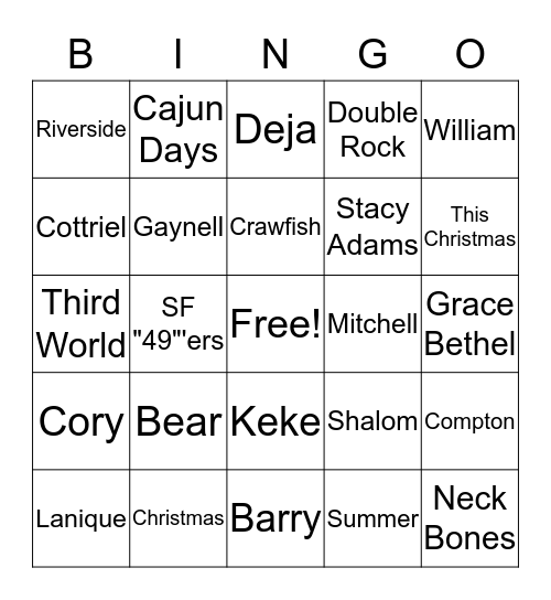Breland Bingo Card