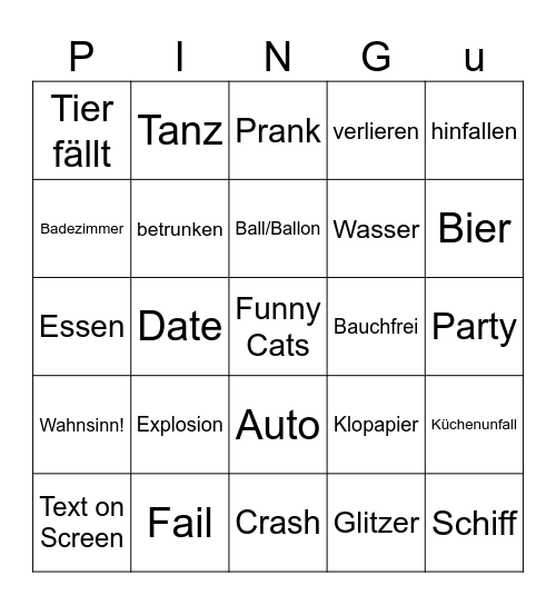 Pingu Bingu Bingo Card