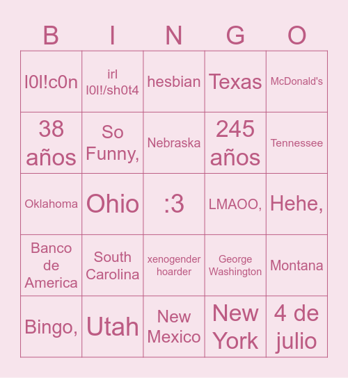 rqlain bingo!! :3 Bingo Card