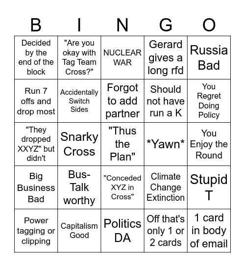 IP Policy Bingo Card