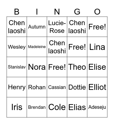 ta jiao....His name is.... Bingo Card