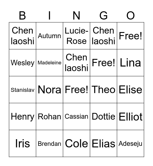 ta jiao....His name is.... Bingo Card