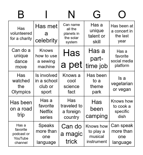 Find Someone Who... Bingo Card