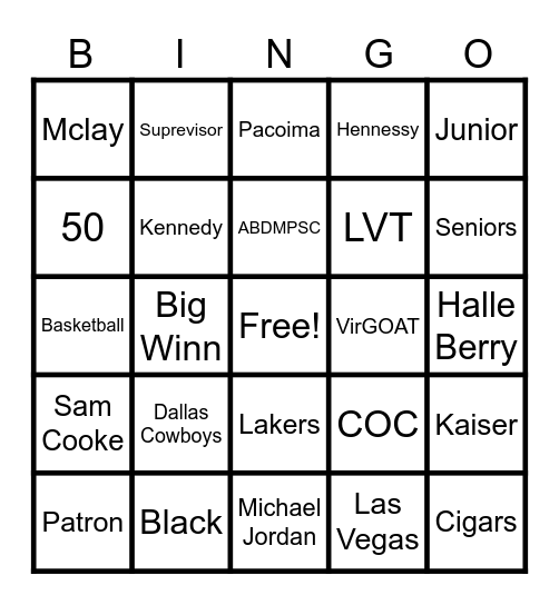 Bobby Bingo Card