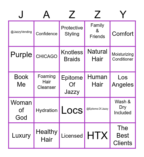 Jazzy Bingo Card