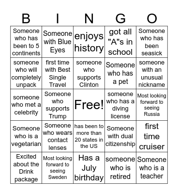 Best Single Travel Meet & Greet Bingo Card