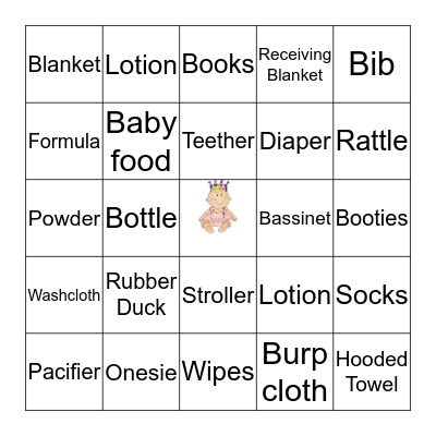 Karen's Baby Shower Bingo Card
