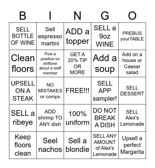 SERVER BINGO Card