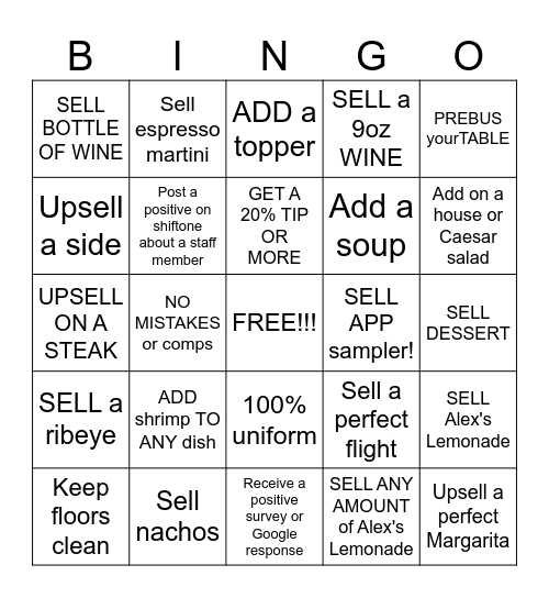 SERVER BINGO Card