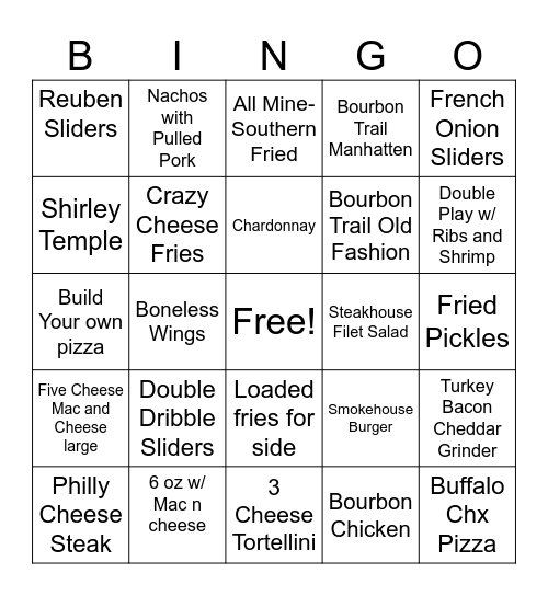 Marshall Cafe Bingo Card