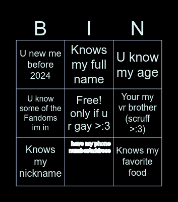 Mangos bingo <3 Bingo Card