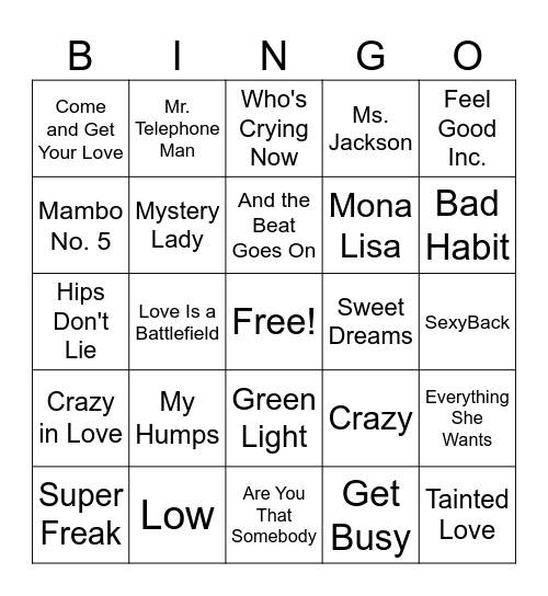Music Bingo Card