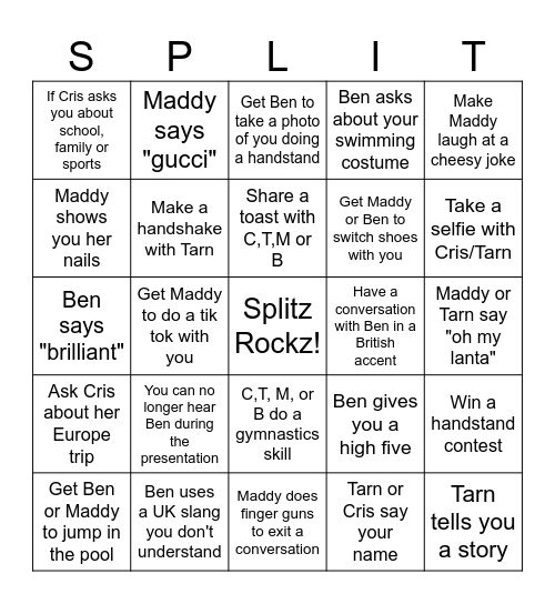 Splitz AGM Bingo Card