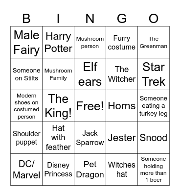 Birthday Bash at the Ren Fair! Bingo Card