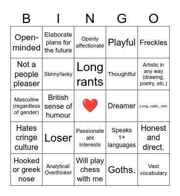 Are you Lambette's type? Bingo Card