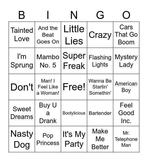 Music Bingo Card