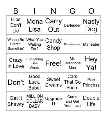Music Bingo Card