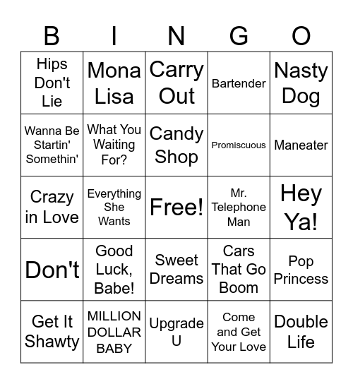 Music Bingo Card