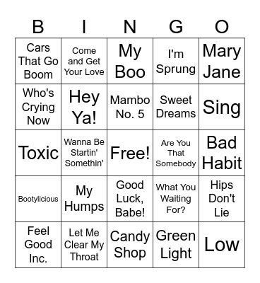 Music Bingo Card
