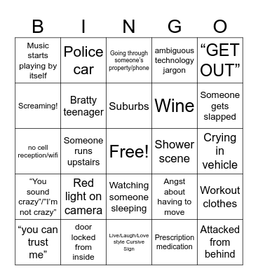 Smart Home Killer Bingo Card