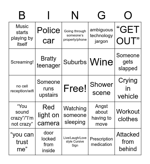 Smart Home Killer Bingo Card