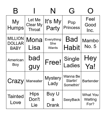 Music Bingo Card