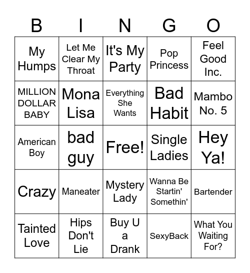 Music Bingo Card