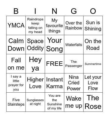 The 1st Ever Sunday Funday Music Bingo Card