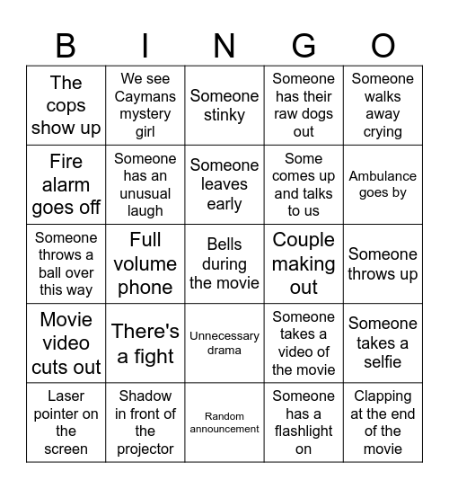 Uiuc movie night bingo Card