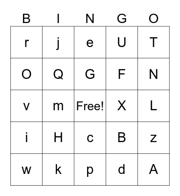 Alphabet Bingo Card