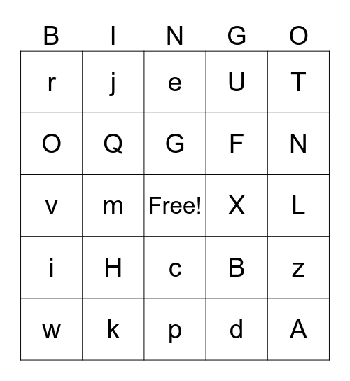 Alphabet Bingo Card