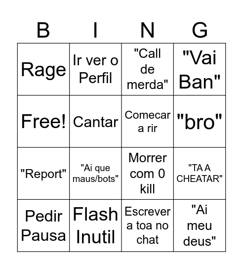 Bingo Do Rodrigo Bingo Card