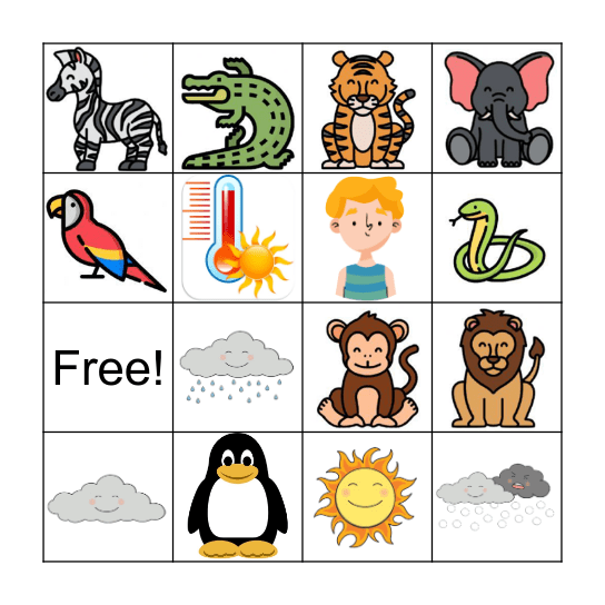 UNIT 4. ANIMALS. Bingo Card