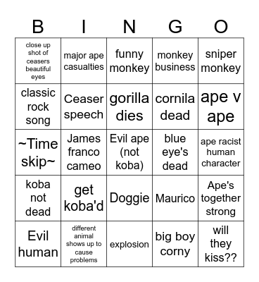 monke Bingo Card