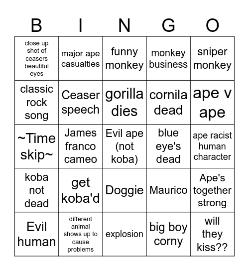 monke Bingo Card