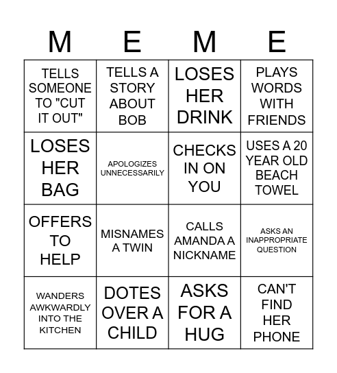 Annie Bananie's Bingo Card