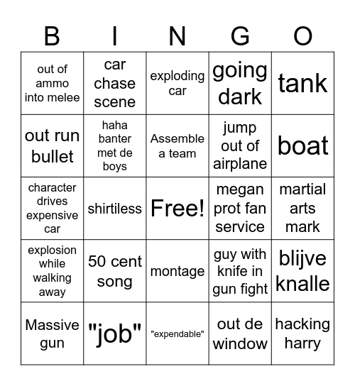 el expendables quatro Bingo Card