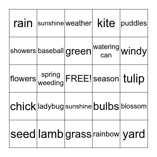 SPRING  BINGO Card