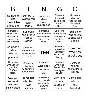 Get to Know Bingo Card