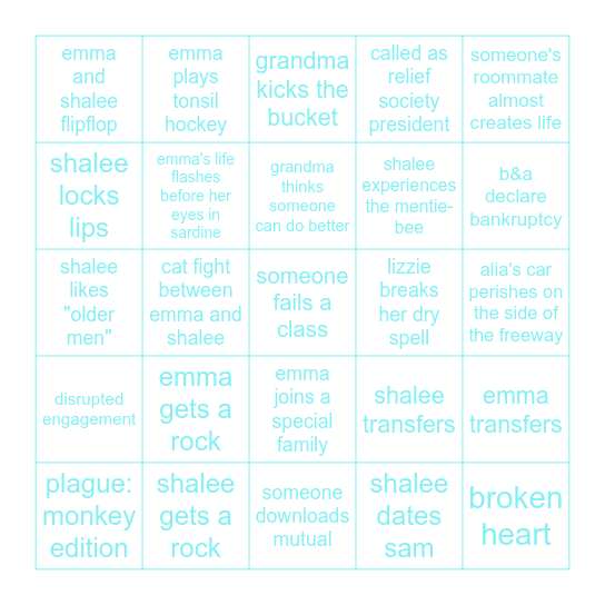 chaos Bingo Card