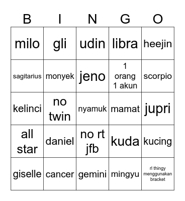 BB00GISELLE Bingo Card