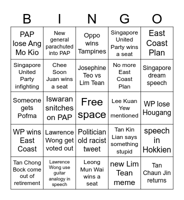 Eventual GE 2024/2025 Bingo Card