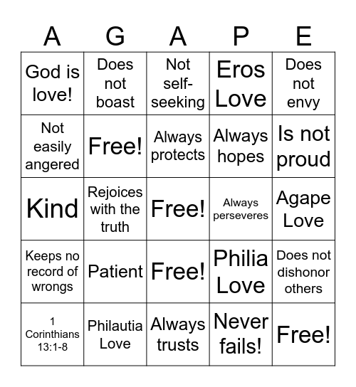 Love Bingo Card