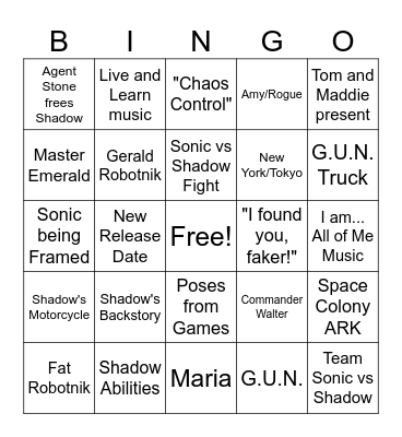 Sonic Movie 3 Trailer Bingo Card Bingo Card