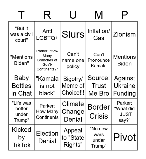 MAGA guest BINGO Card