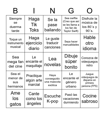 Encuentra a alguien que... Bingo Card