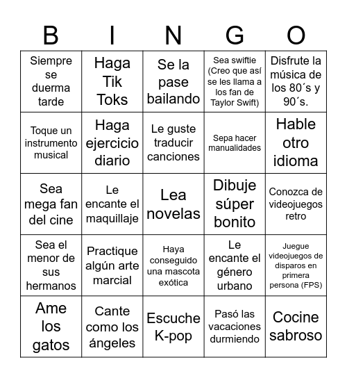 Encuentra a alguien que... Bingo Card