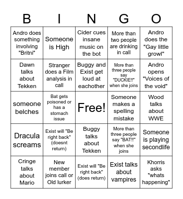 SERVER CALL BINGO Card