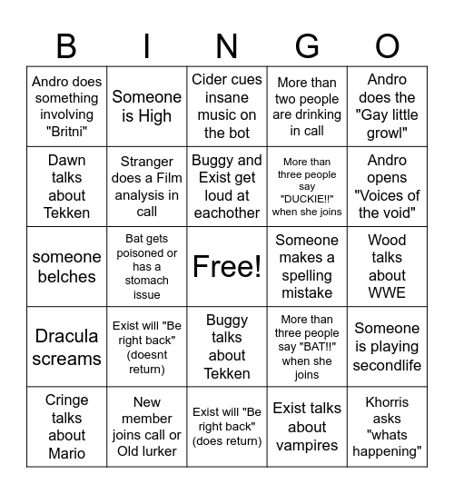 SERVER CALL BINGO Card