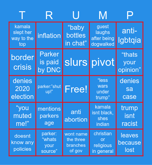 Parker Debates MAGATS Bingo Card